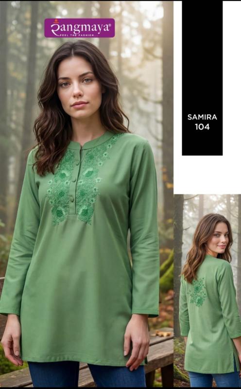 Rangmaya samira short top wholesale reyon kurti